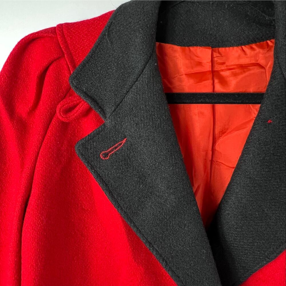 Beau Brem Union Made Red Wool Blend Peacoat Vintage Coat - Picture 3 of 7